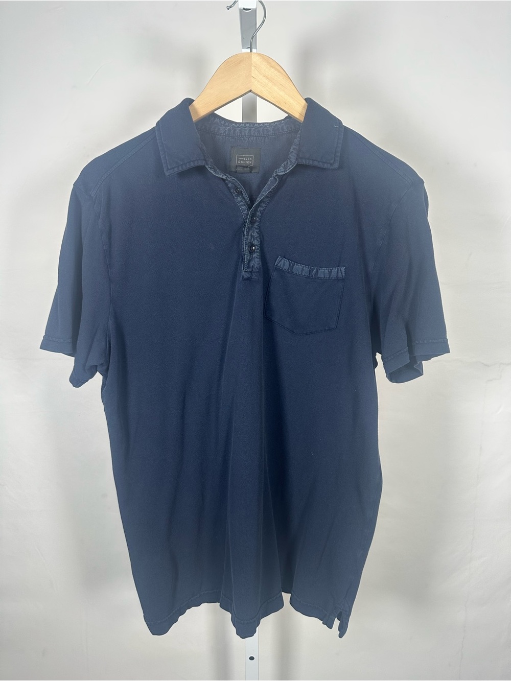 14th & Union Men's Navy Short-Sleeve Polo with Chest Pocket